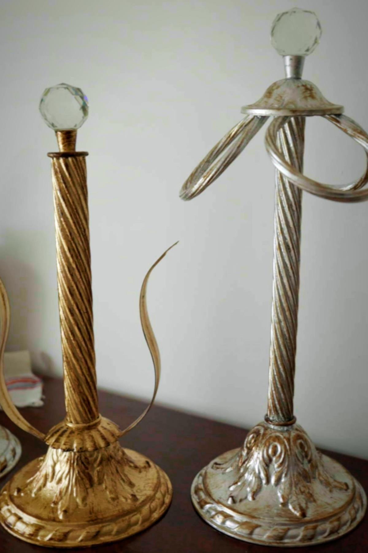 Crystal Gümüş Varak ve 3'lü Sarkıt Detaylı Kağıt Havluluk - Nazik Home - Yuvama Değer!