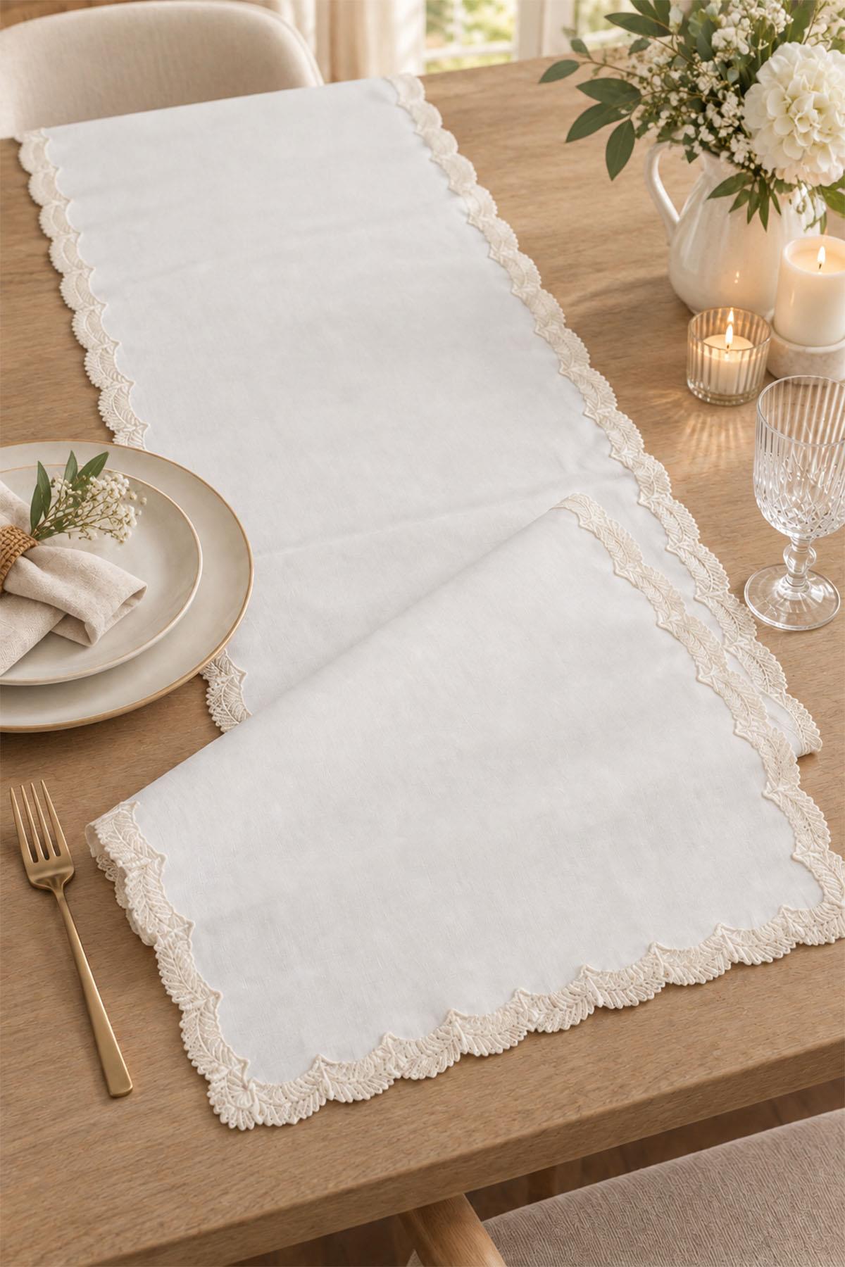 Elegante İşlemeli Leke Tutmaz Dertsiz Runner (40 x 140 cm)