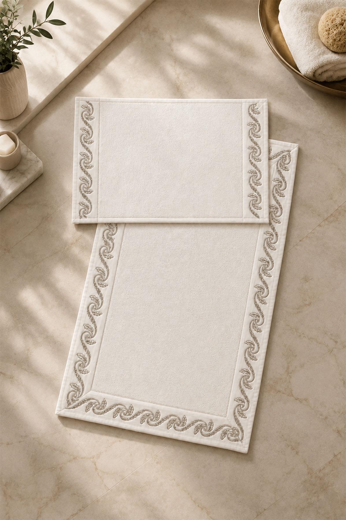 Latina Burgu Yaprak Nakışlı 2'li Paspas Set (60 x 100 cm)