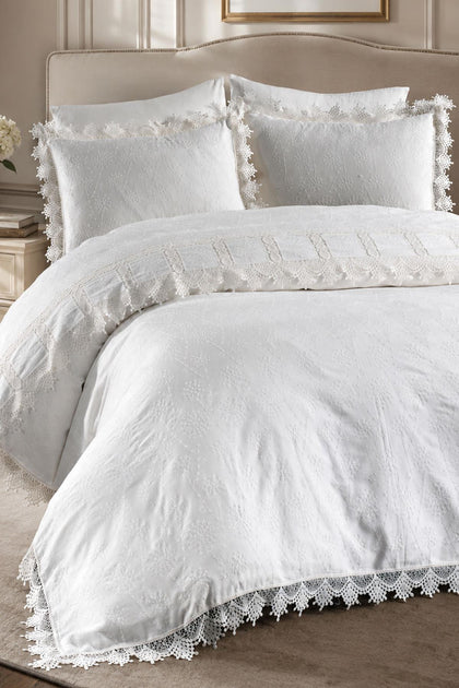 Mirage Dantelli Pamuk Saten King Size 6 Parça Nevresim Takımı