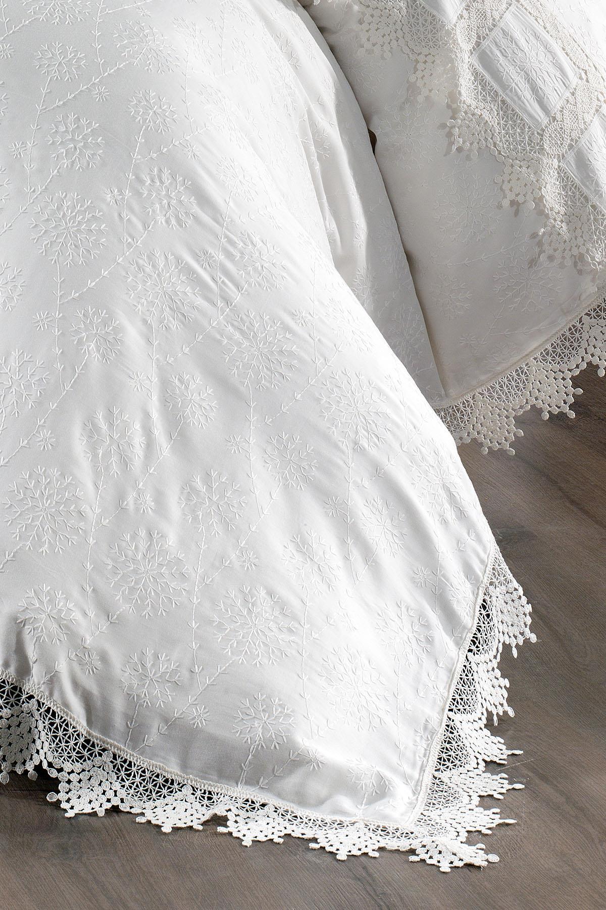 Mirage Dantelli Pamuk Saten Super King Size 6 Parça Nevresim Takımı