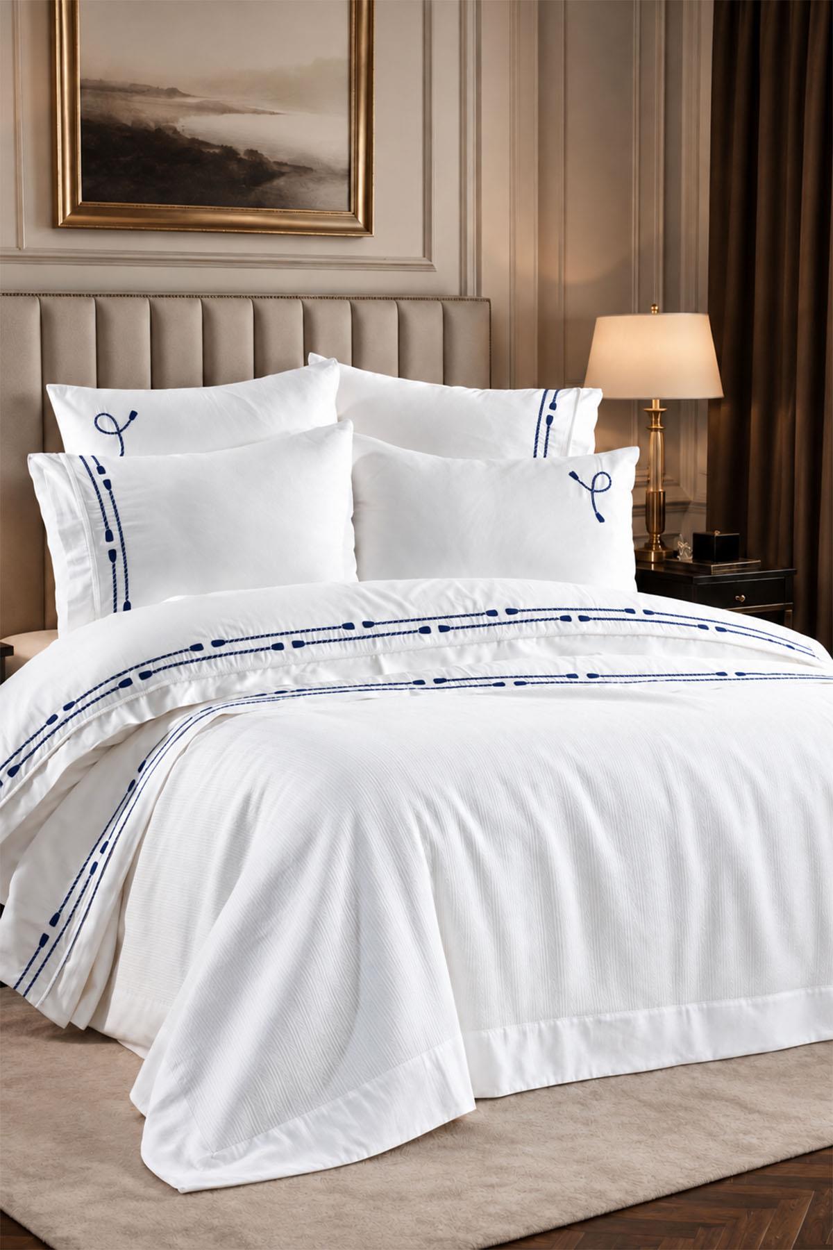 Rom Nakışlı Çift Kişilik 7 Parça Nevresim + Pike Set
