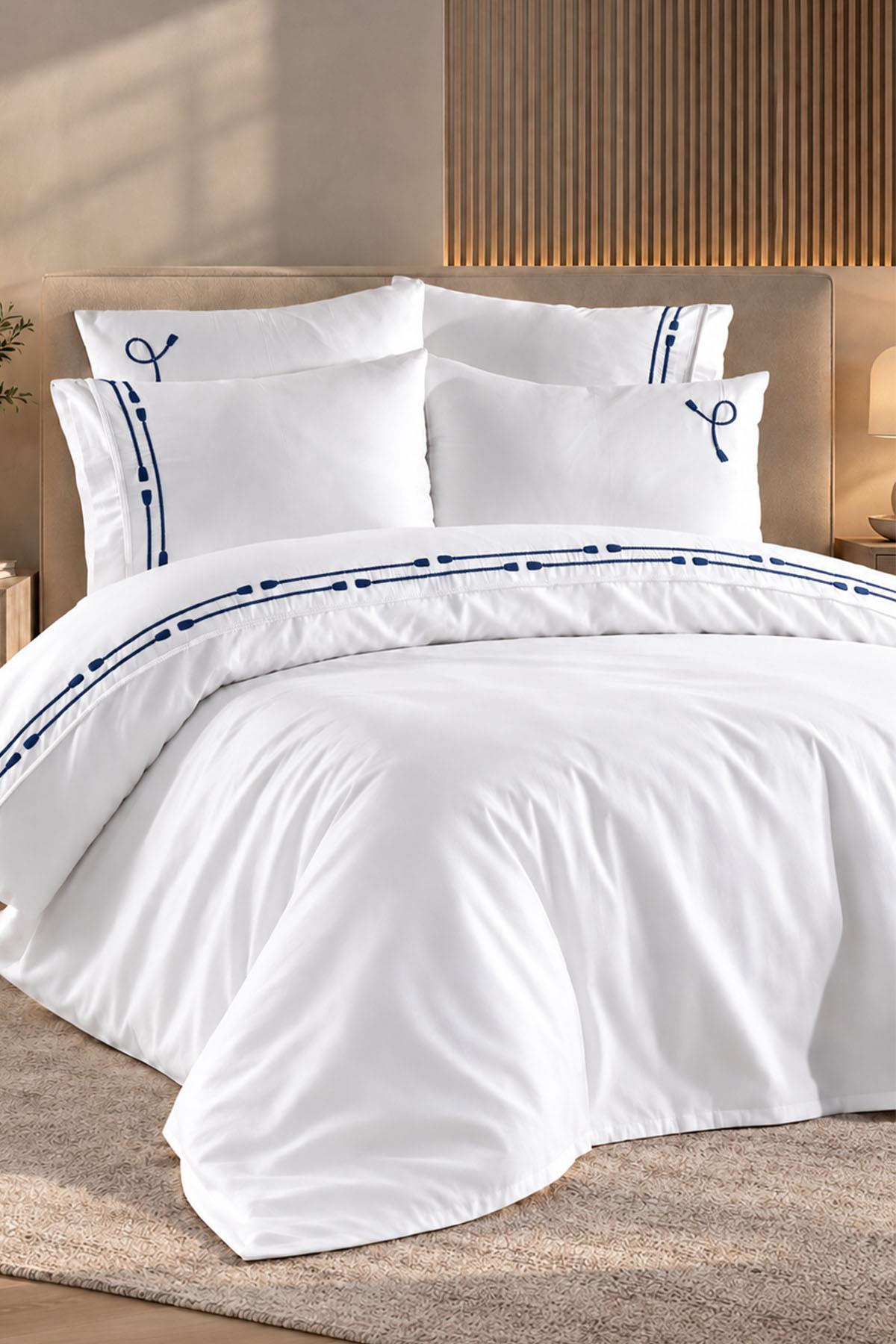 Rom Nakışlı Pamuk Saten Super King Size 6 Parça Nevresim Takımı