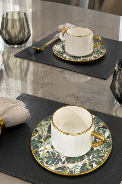 Verde Luxe 24K Altın Kaplama 2'li Premium Kahve Fincan Takımı