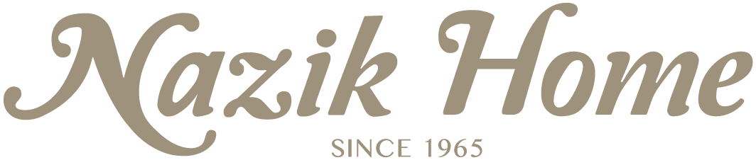 Nazik Home logosu, bej yazı tipiyle, altında 'Since 1965' ifadesiyle
