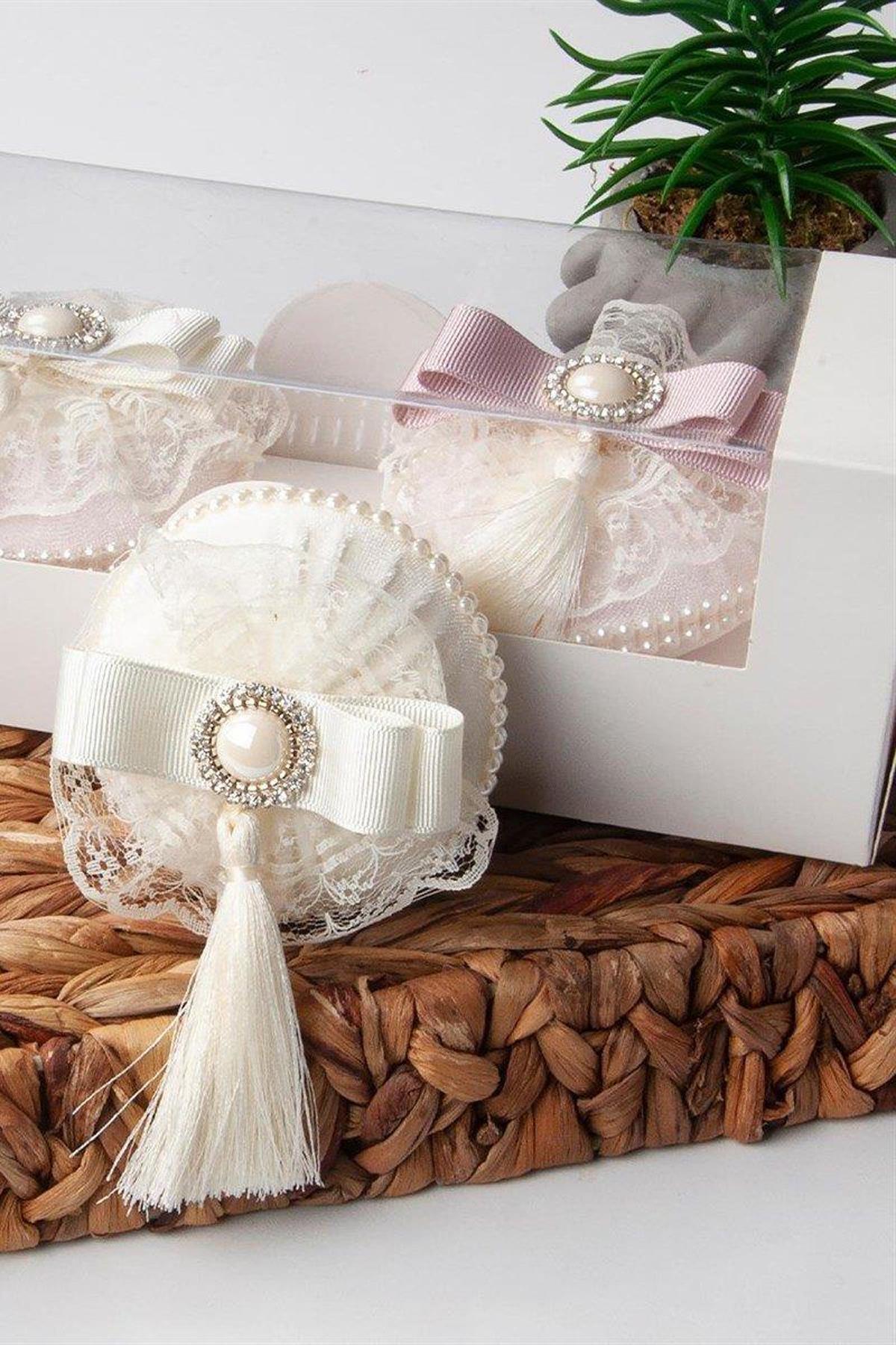 3’lü Süslü Kurdela Dantel Detaylı İnci Süslemeli Kokulu Sabun - Nazik Home - Yuvama Değer!