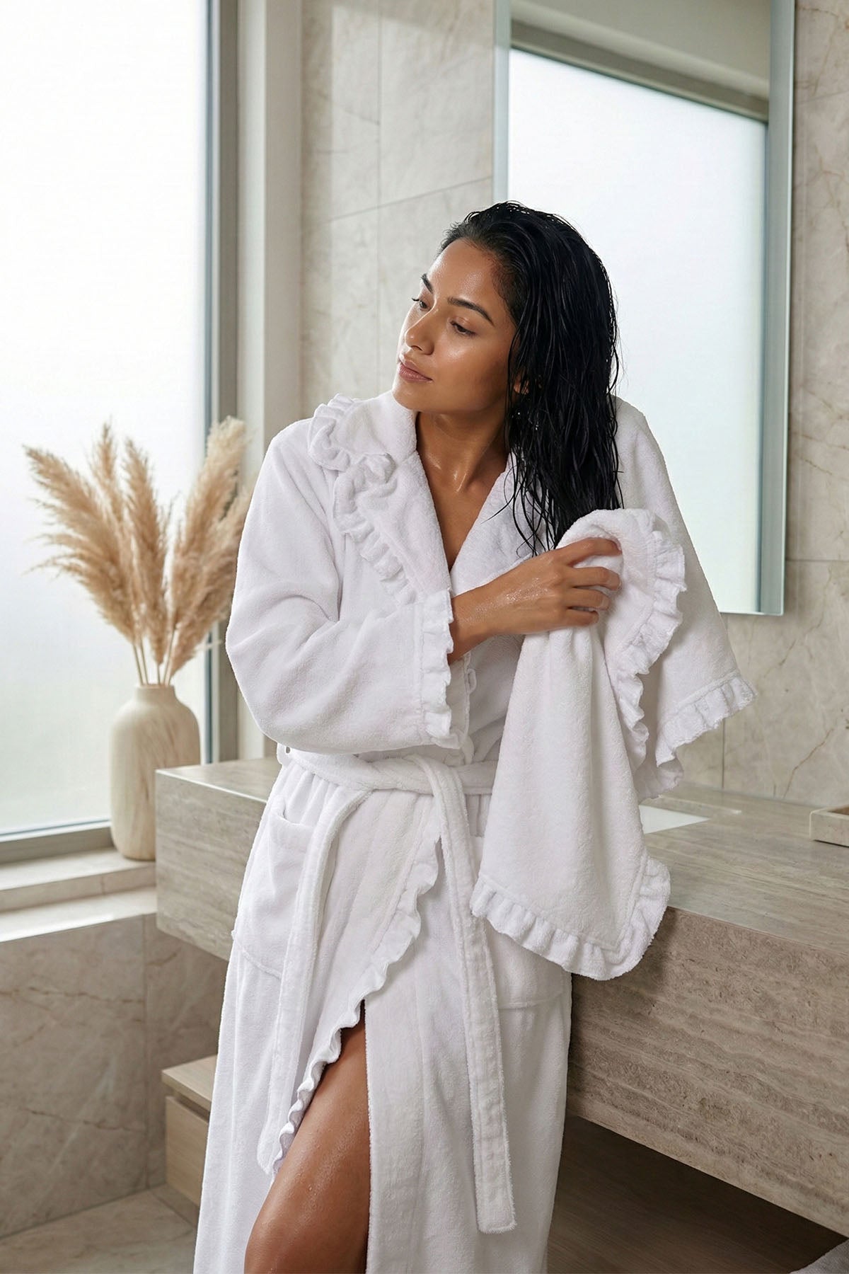 Marla Kadın Pamuklu Bornoz Seti