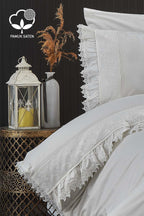 Alina Dantelli Pamuk Saten Çift Kişilik 6 Parça Nevresim Takımı - Nazik Home - Yuvama Değer!