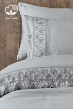 Alina Dantelli Pamuk Saten Çift Kişilik 6 Parça Nevresim Takımı - Nazik Home - Yuvama Değer!