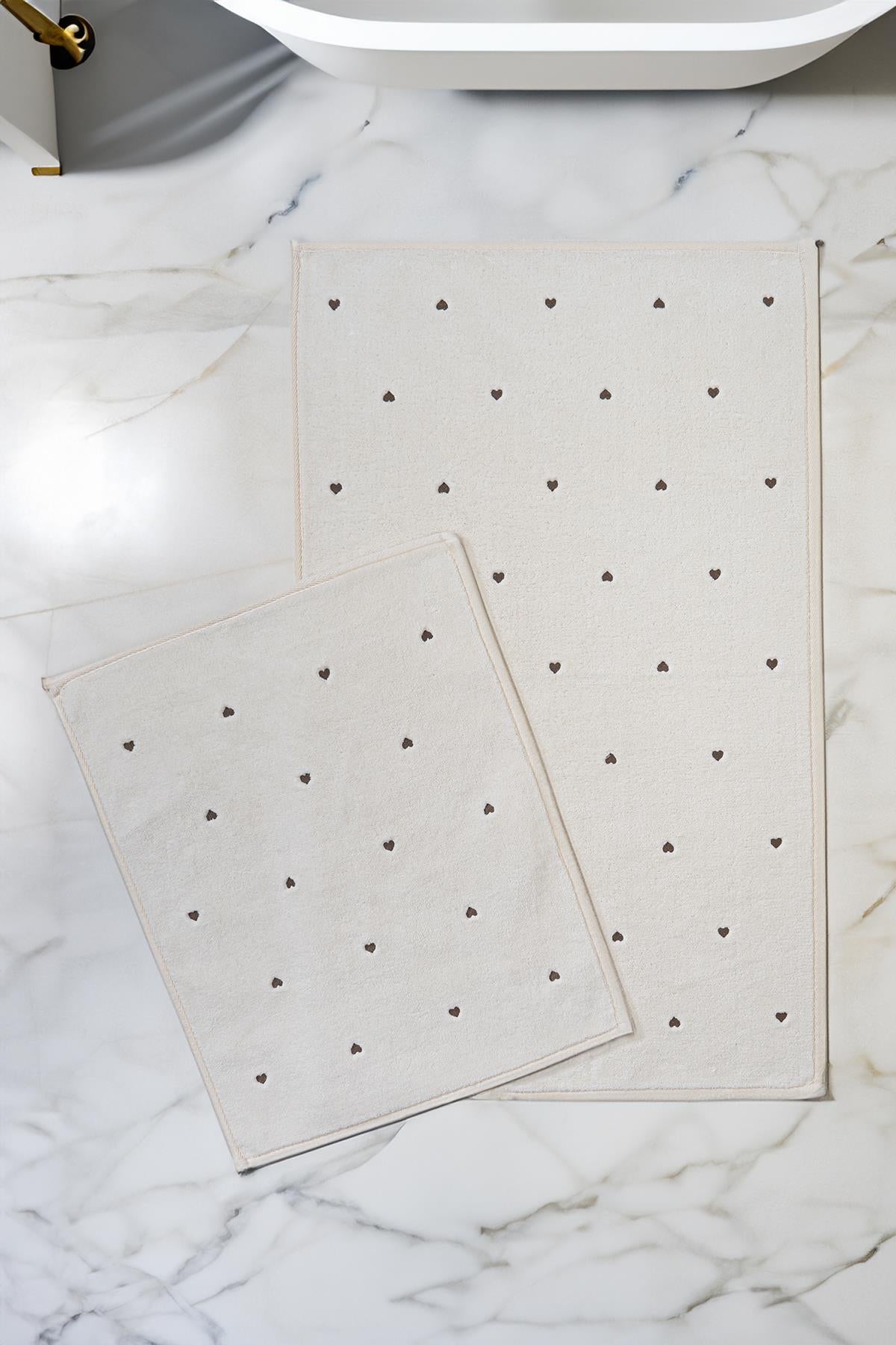 Amore Kalp Nakışlı 2'li Paspas Set (60 x 100 cm)