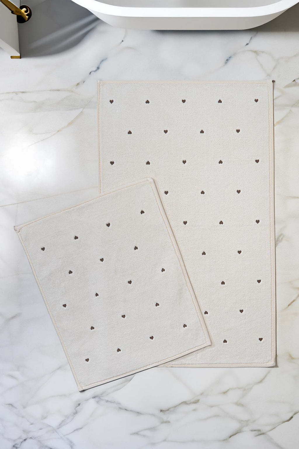 Amore Kalp Nakışlı 2'li Paspas Set (60 x 100 cm)