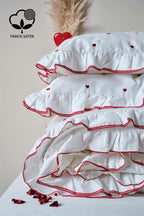 Amore Kalp Nakışlı Pamuk Saten King Size 6 Parça Nevresim Takımı - Nazik Home - Yuvama Değer!