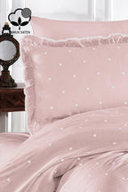 Amore Kalp Nakışlı Pamuk Saten King Size 6 Parça Nevresim Takımı - Nazik Home - Yuvama Değer!