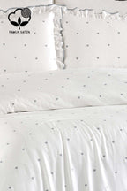 Amore Kalp Nakışlı Pamuk Saten Süper King Size 6 Parça Nevresim Takımı - Nazik Home - Yuvama Değer!