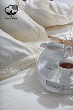 Asel 300 TC Dantelli Pamuk Saten Çift Kişilik 6 Parça Nevresim Takımı - Nazik Home - Yuvama Değer!