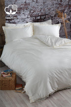 Asel 300 TC Dantelli Pamuk Saten Süper King Size 6 Parça Nevresim Takımı - Nazik Home - Yuvama Değer!