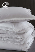 Asel 300 TC Dantelli Pamuk Saten Süper King Size 6 Parça Nevresim Takımı - Nazik Home - Yuvama Değer!