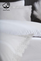 Asel 300 TC Dantelli Pamuk Saten Süper King Size 6 Parça Nevresim Takımı - Nazik Home - Yuvama Değer!