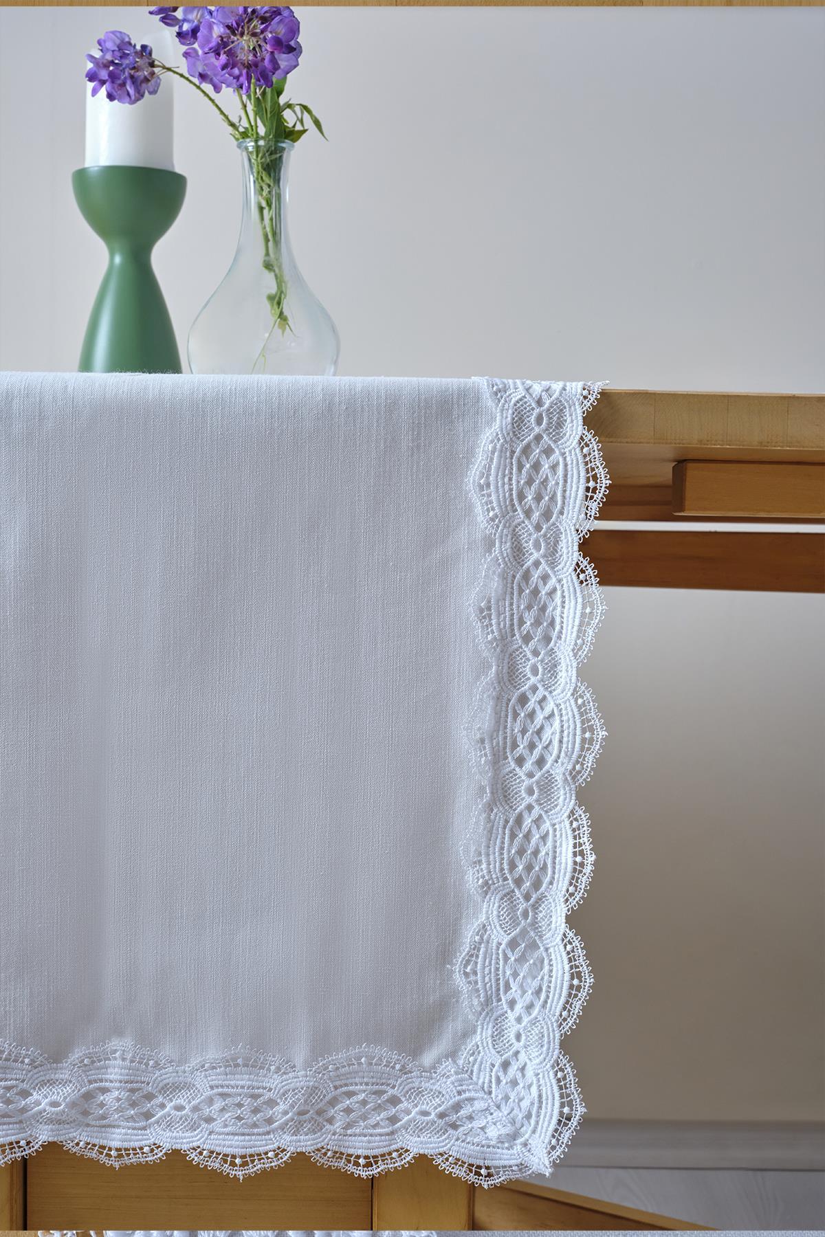 Asel Dantelli Leke Tutmaz Runner (40 x 140 cm) - Nazik Home - Yuvama Değer!