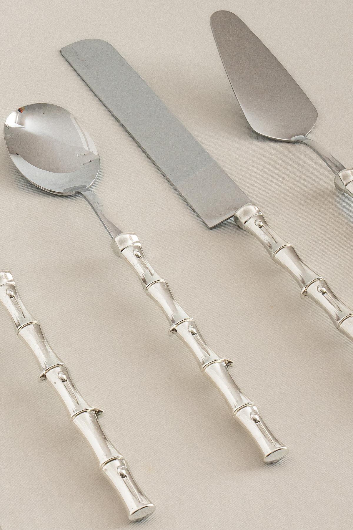 Bamboo Gümüş Servis Seti (5 Parça) - Nazik Home - Yuvama Değer!