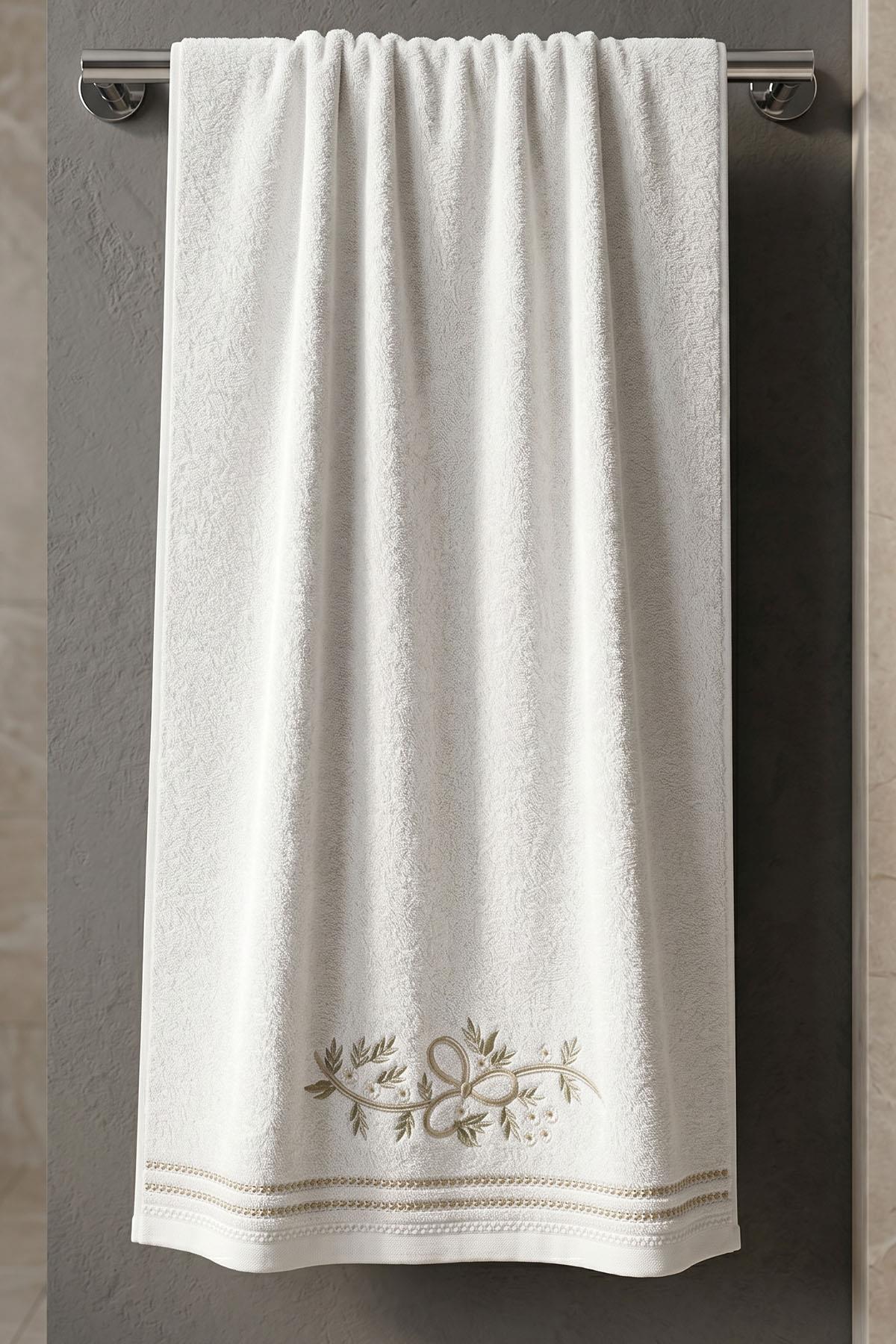 Begonvil Nakışlı Banyo Havlusu (90 x 150 cm)