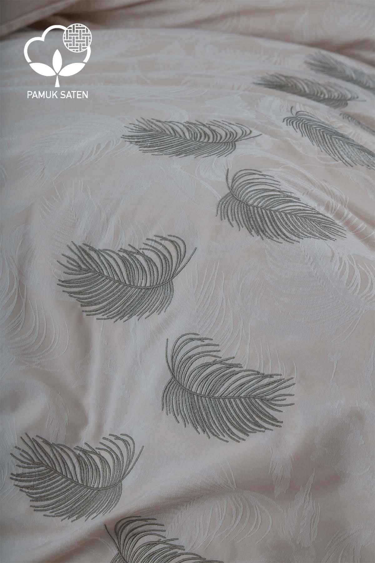 Belissa Nakışlı Organik Pamuk Çift Kişilik Nevresim Takımı - Nazik Home - Yuvama Değer!