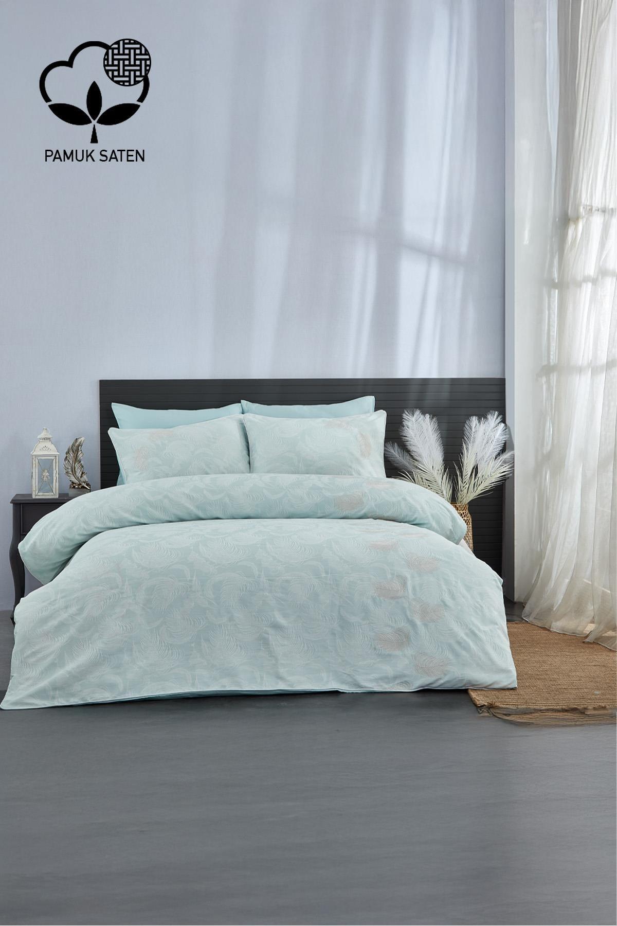 Belissa Nakışlı Organik Pamuk Çift Kişilik Nevresim Takımı - Nazik Home - Yuvama Değer!