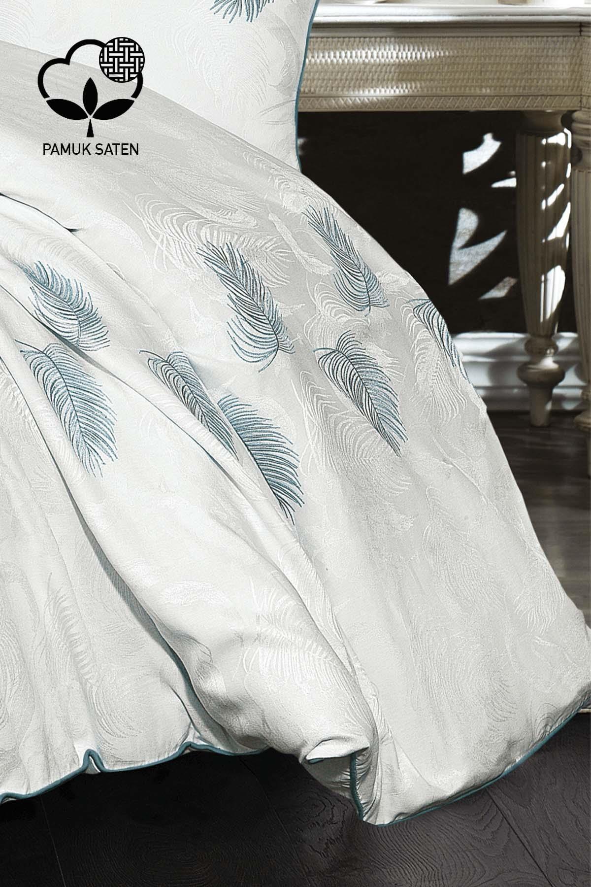 Belissa Nakışlı Organik Pamuk Çift Kişilik Nevresim Takımı - Nazik Home - Yuvama Değer!