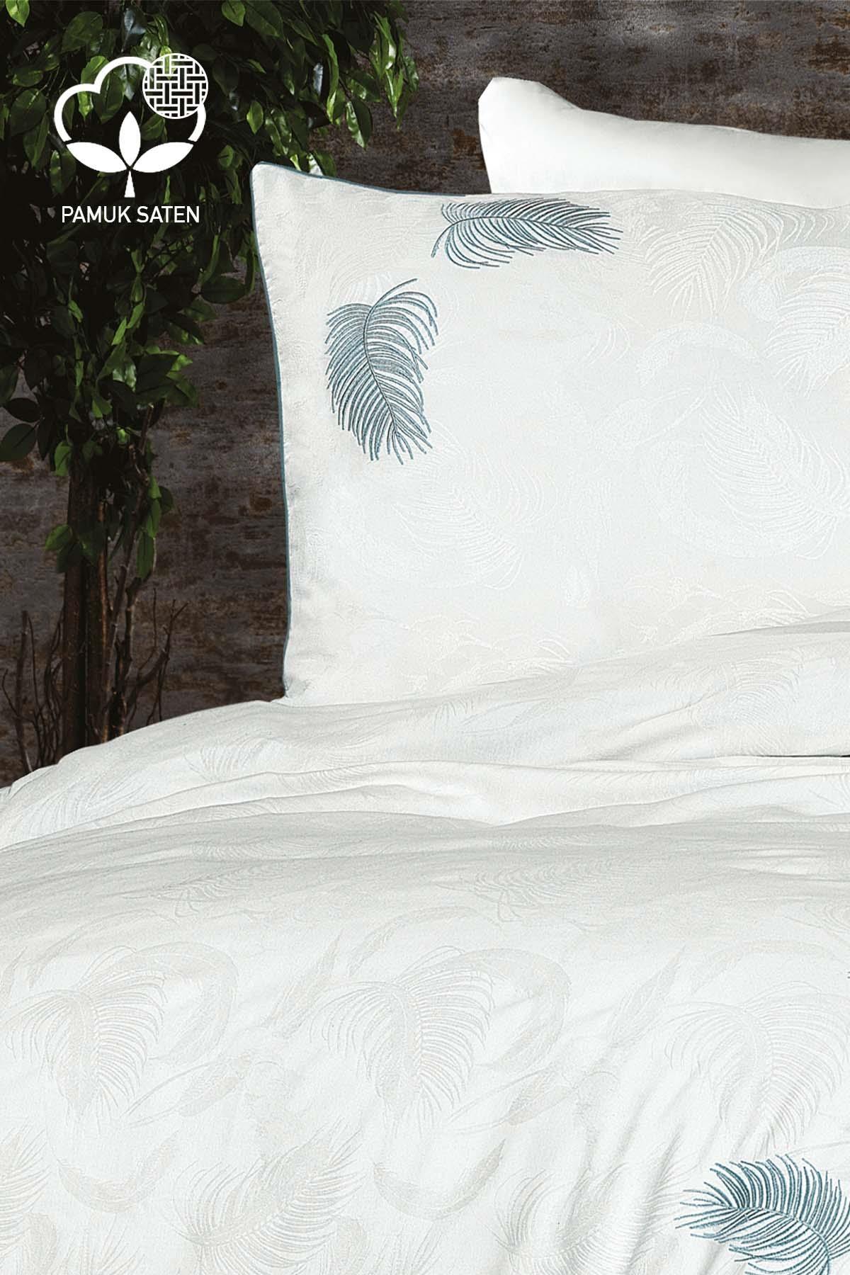 Belissa Nakışlı Organik Pamuk Çift Kişilik Nevresim Takımı - Nazik Home - Yuvama Değer!