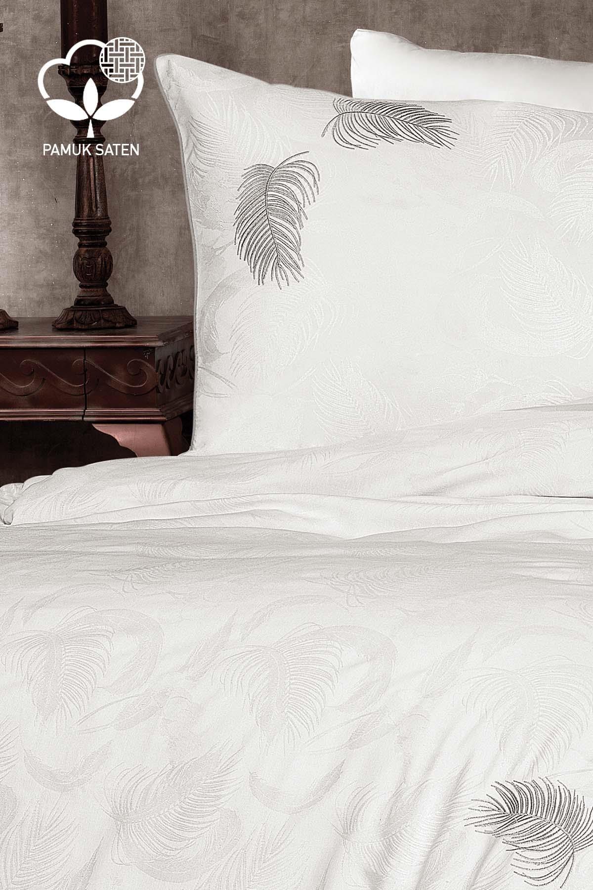 Belissa Nakışlı Organik Pamuk Çift Kişilik Nevresim Takımı - Nazik Home - Yuvama Değer!
