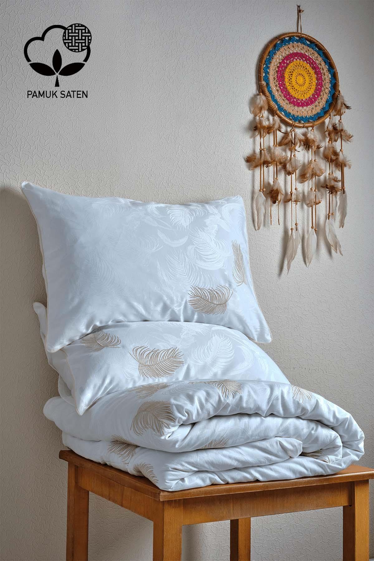 Belissa Nakışlı Organik Pamuk Çift Kişilik Nevresim Takımı - Nazik Home - Yuvama Değer!