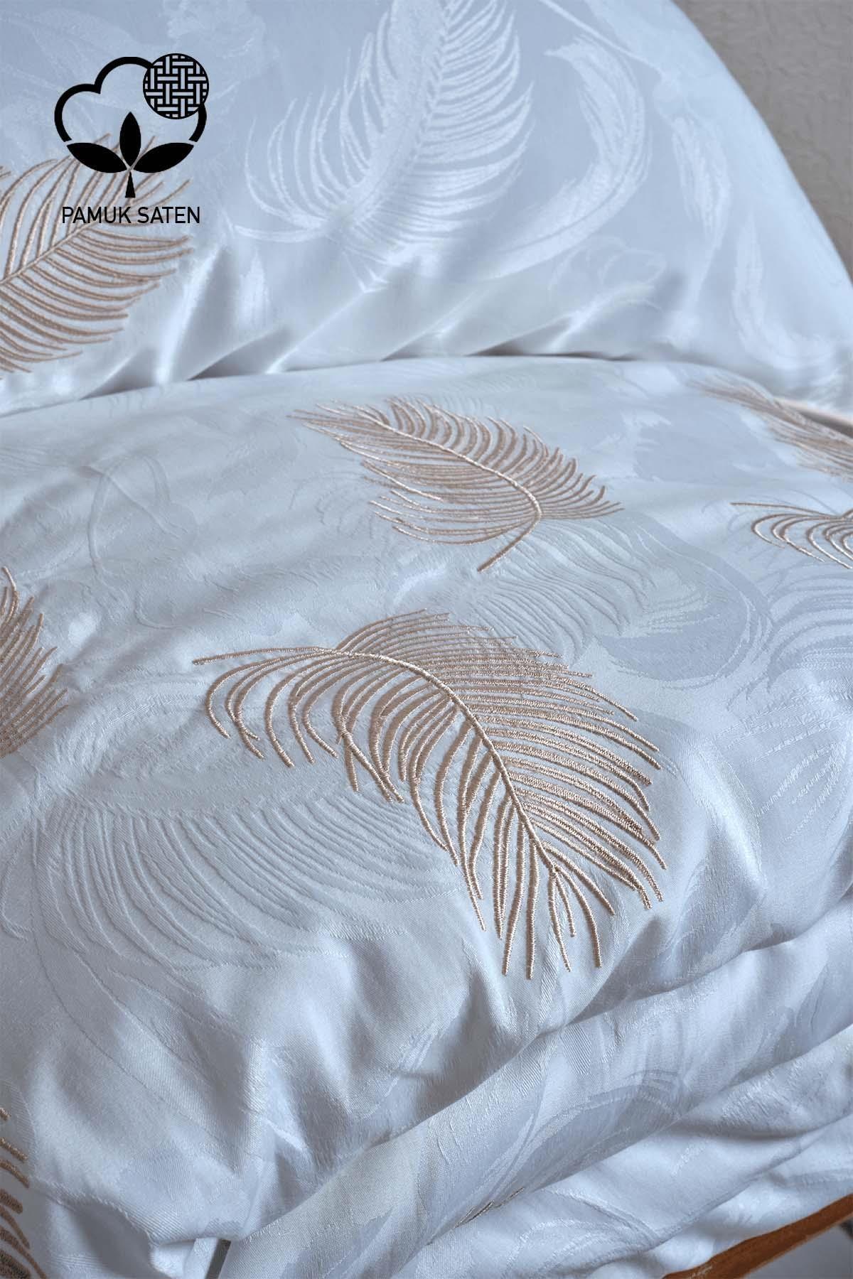 Belissa Nakışlı Organik Pamuk Çift Kişilik Nevresim Takımı - Nazik Home - Yuvama Değer!