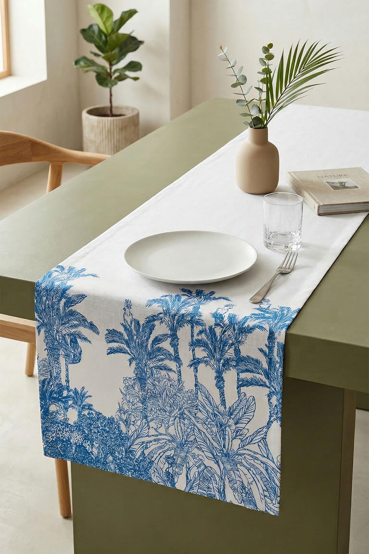 Botanik Motifli Leke Tutmaz Dertsiz Runner (40 x 140 cm)