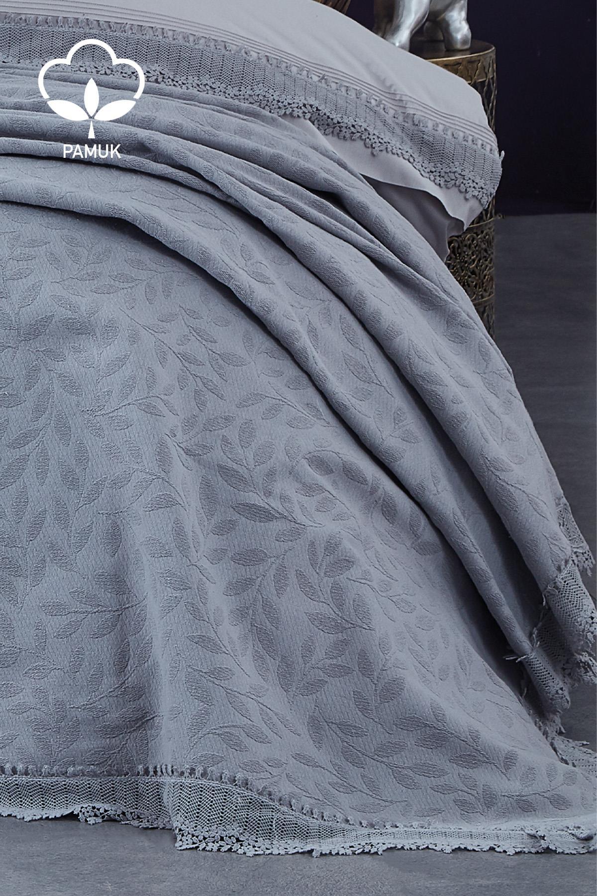 Cadiz Dantelli Çift Kişilik 7 Parça Nevresim + Pike Set - Nazik Home - Yuvama Değer!