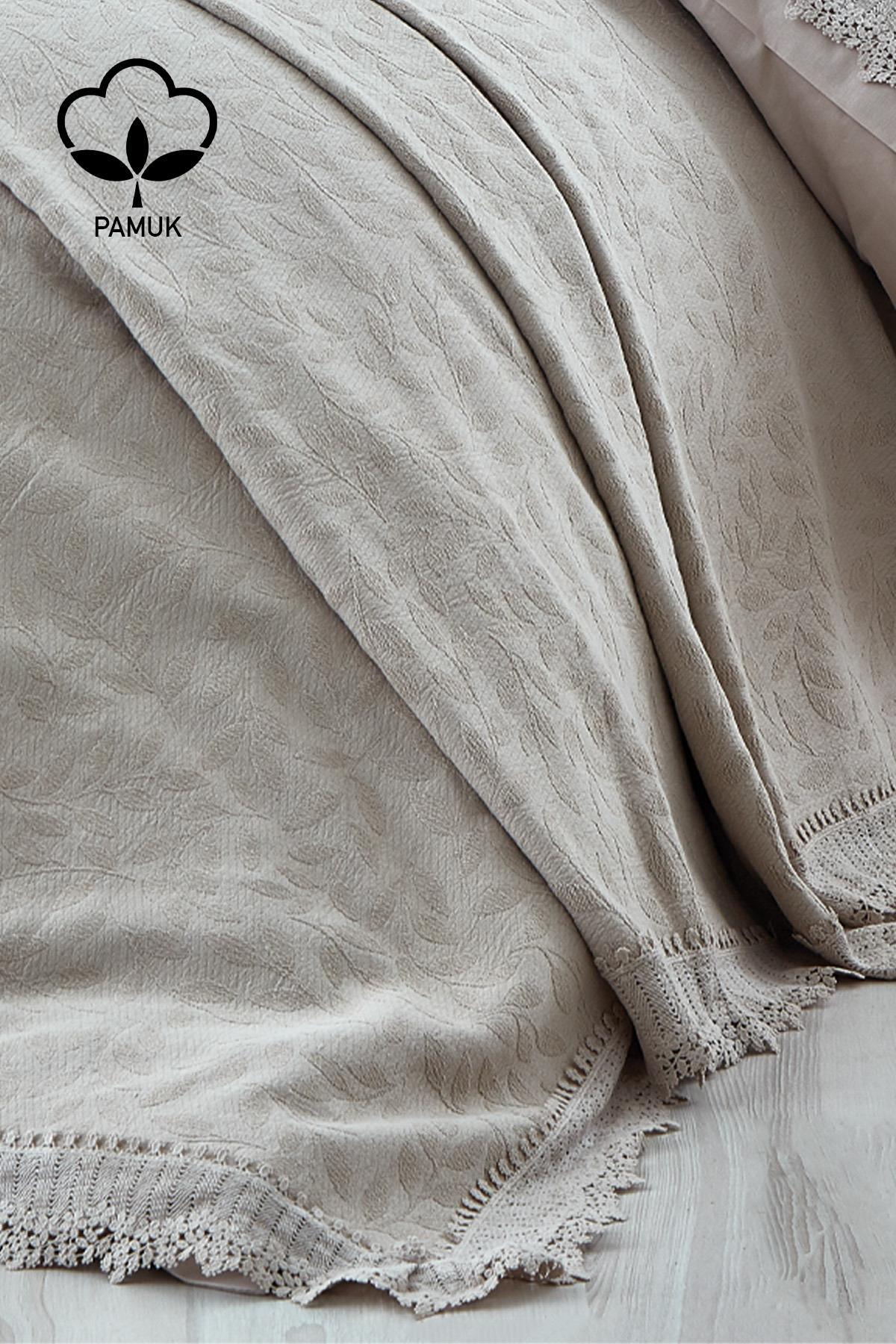 Cadiz Dantelli Çift Kişilik 7 Parça Nevresim + Pike Set - Nazik Home - Yuvama Değer!