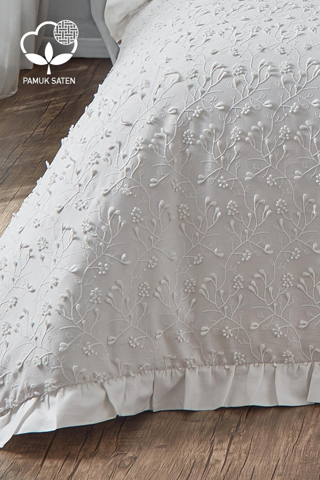 Celine İşlemeli Pamuk Saten King Size 6 Parça Nevresim Takımı - Nazik Home - Yuvama Değer!