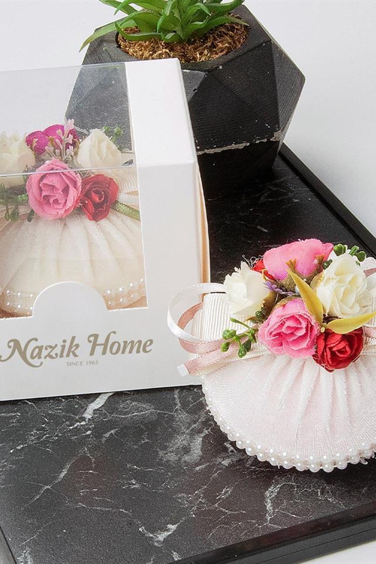 Çiçekli Dekoratif Kadife Kaplı İnci Detaylı Kokulu Sabun - Nazik Home - Yuvama Değer!