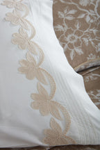 Dante Çiçek Nakışlı Çift Kişilik 10 Parça Nevresim + Pike Set