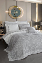 Dante Çiçek Nakışlı Çift Kişilik 10 Parça Nevresim + Pike Set