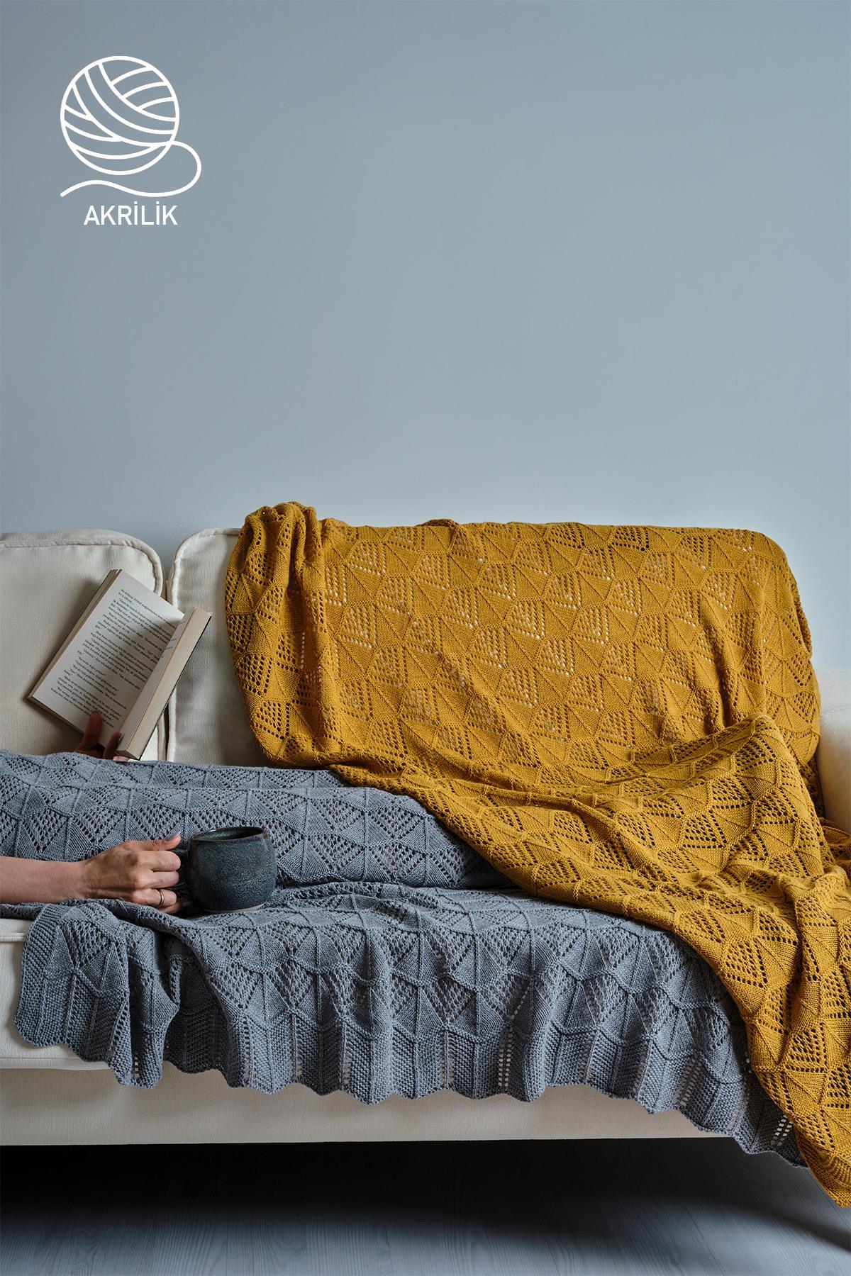 Derin Örgü TV Battaniyesi (130 x 150 cm) - Nazik Home - Yuvama Değer!