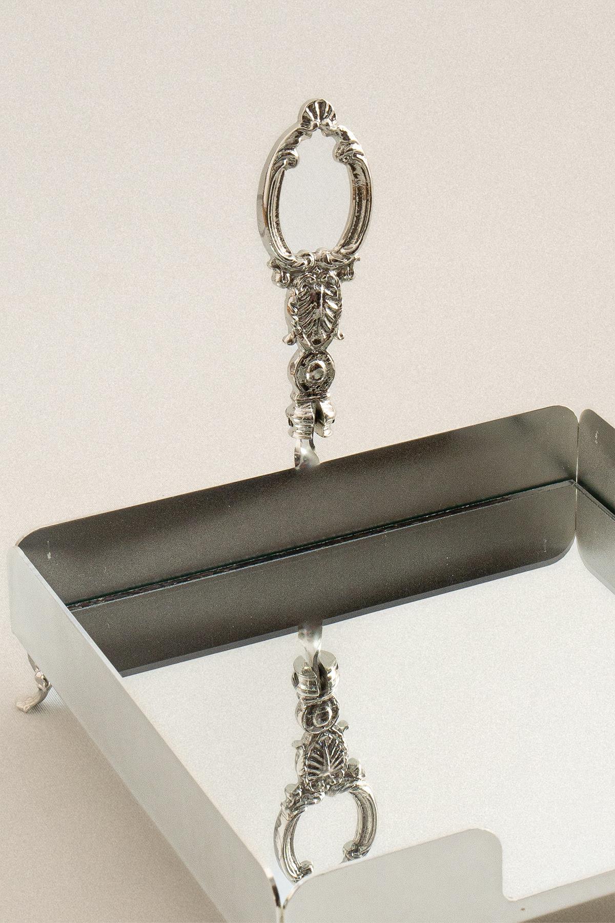 Elite Gümüş Detaylı Kare Peçetelik - Nazik Home - Yuvama Değer!