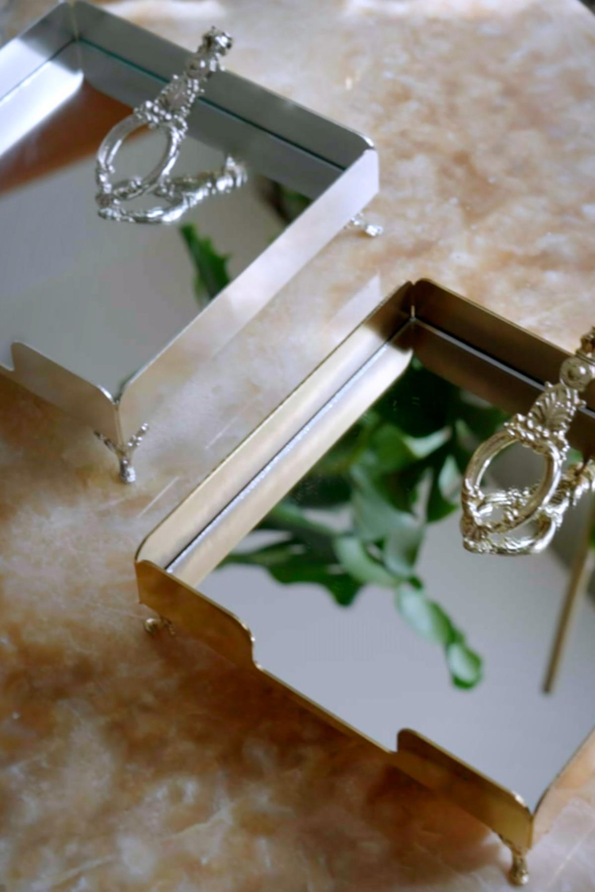 Elite Gümüş Detaylı Kare Peçetelik - Nazik Home - Yuvama Değer!