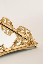 Elite Taç İşlemeli Dikdörtgen Altın Büyük Tepsi (46 x 32 cm) - Nazik Home - Yuvama Değer!