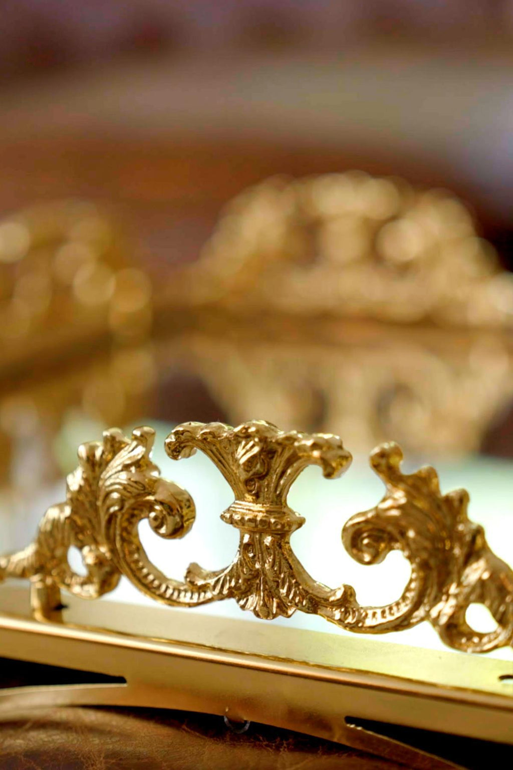 Elite Taç İşlemeli Dikdörtgen Altın Büyük Tepsi (46 x 32 cm) - Nazik Home - Yuvama Değer!