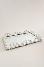 Elite Taç İşlemeli Dikdörtgen Gümüş Büyük Tepsi (46 x 32 cm) - Nazik Home - Yuvama Değer!