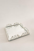 Elite Taç İşlemeli Kare Gümüş Orta Tepsi (37 x 37 cm) - Nazik Home - Yuvama Değer!