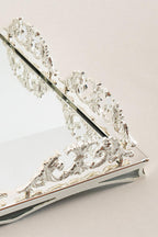 Elite Taç İşlemeli Kare Gümüş Orta Tepsi (37 x 37 cm) - Nazik Home - Yuvama Değer!