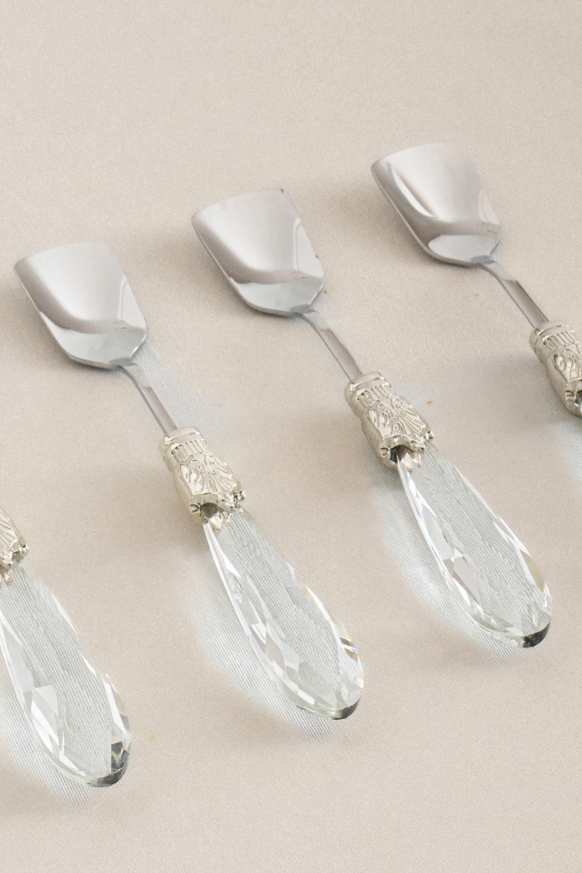 Elmas Gümüş Dondurma Kaşık Seti (6 Parça) - Nazik Home - Yuvama Değer!