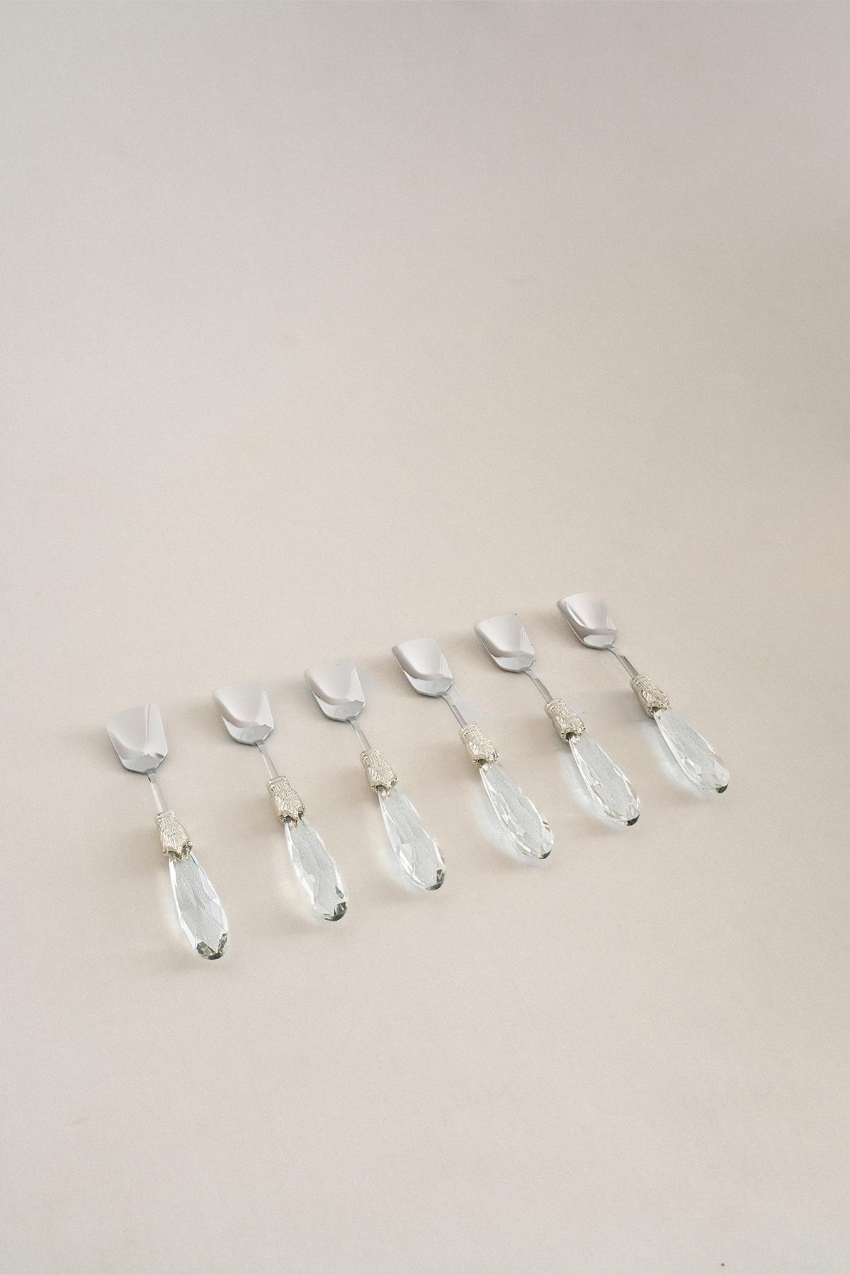 Elmas Gümüş Dondurma Kaşık Seti (6 Parça) - Nazik Home - Yuvama Değer!