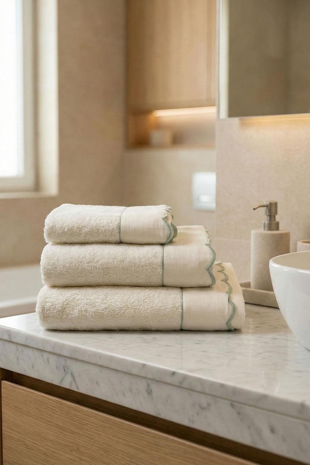 Elora Çizgi Nakışlı El Havlusu (30 x 50 cm)